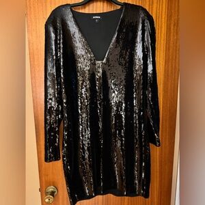 Express Black Sequined Mini Dress
